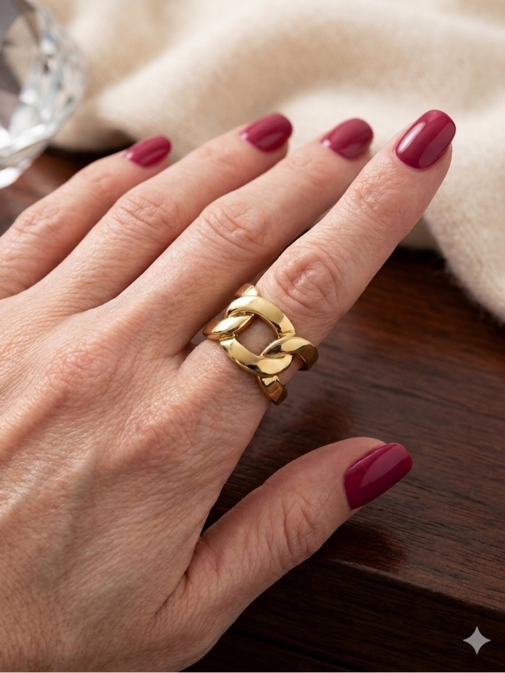 Ellie Vail - Chunky Cuban Gold Link Ring - Statement Band 6.5